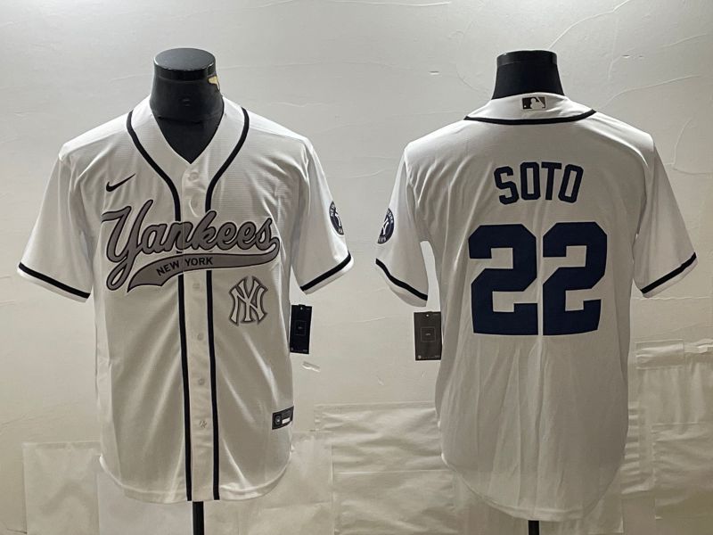 Men New York Yankees 22 Soto White Game Nike 2023 MLB Jersey style 3